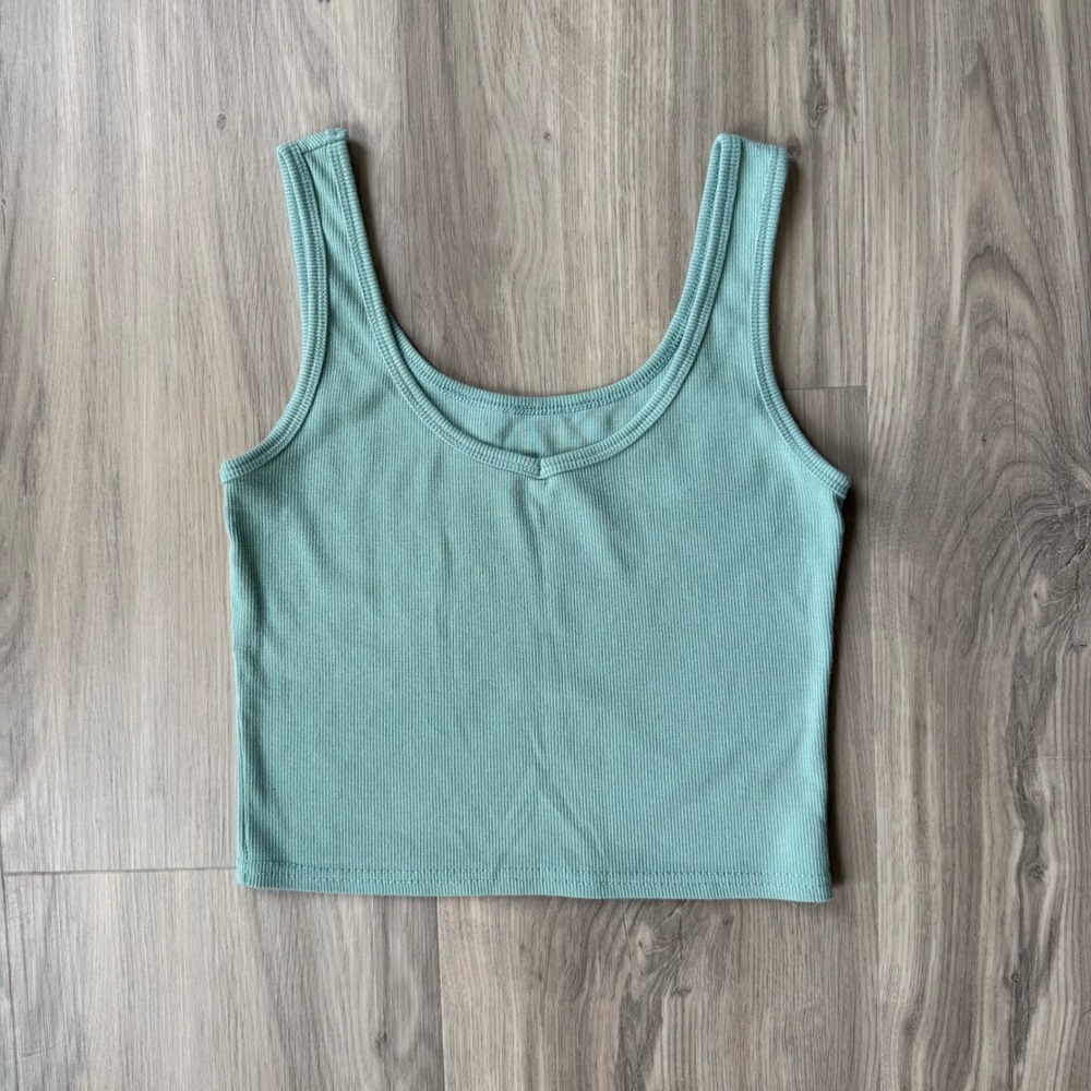 Mint Green Ribbed Tank Top